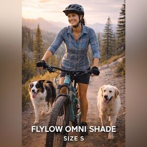 Flylow Plaid Snap Button Shirt Small Blue Pink Hiking Trail Outdoor Stretch Top